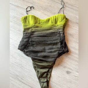 Zara Tulle green and black body suit size small